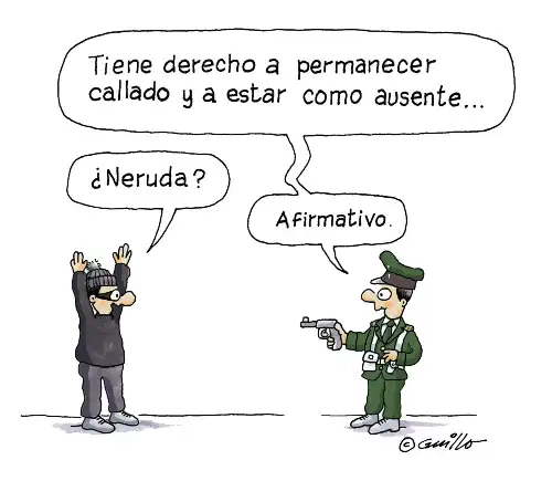 Humor sobre textos poéticos de Pablo Neruda, por Grillo